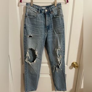Zara light wash high rise straight leg jeans